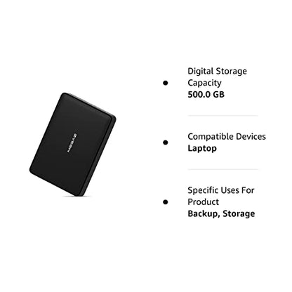500GB External Hard Drive - MegaZ Backup Slim 2.5'' Portable HDD USB 3.0 for PC, Mac, Laptop, PS4, Xbox one and Chromebook, 3 Year Warranty