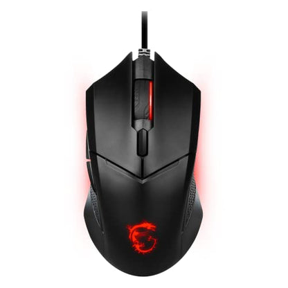 MSI Clutch GM08 Gaming Mouse, 4200 DPI, Optical Sensor, 3 Adjustable Weights, Red LED Lighting, Symmetrical Design, Black - amzGamess