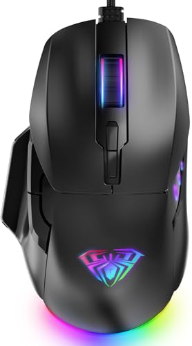 AULA Gaming Mouse, 12800 DPI RGB Wired Gaming Mouse with 13 Backlit Modes & 6 Macro Buttons, PC Gaming Mice Support DIY Keybinding, Mouse Gamer Computer Mouse for Laptop PC Mac Windows - amzGamess