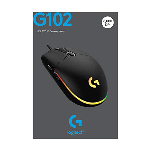 Logitech G102 Light Sync Gaming Wired Mouse with Customizable RGB Lighting, 6 Programmable Buttons, Gaming Grade Sensor, 8 k dpi Tracking,16.8mn Color, Light Weight (Black) (910-005802) - amzGamess