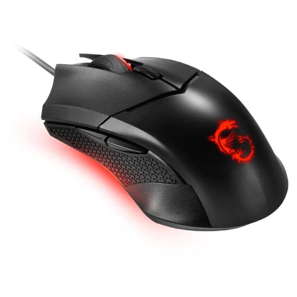 MSI Clutch GM08 Gaming Mouse, 4200 DPI, Optical Sensor, 3 Adjustable Weights, Red LED Lighting, Symmetrical Design, Black - amzGamess