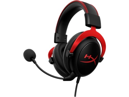 HyperX Cloud II - Gaming Headset, 7.1 Surround Sound, Memory Foam Ear Pads, Durable Aluminum Frame, Detachable Microphone, Works with PC, PS5, PS4, Xbox Series X|S, Xbox One – Red - amzGamess