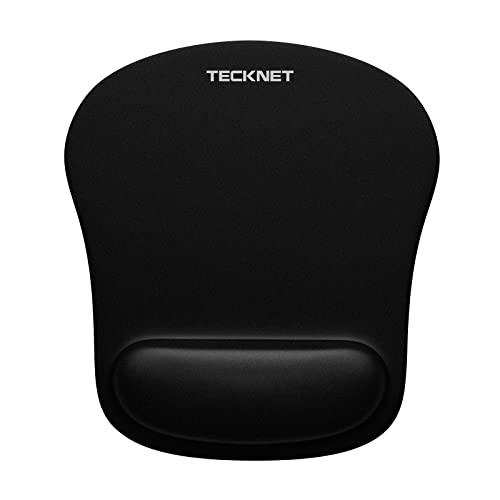 TECKNET Mouse Pad with Wrist Support, Ergonomic Gaming Mouse Pad Pain Relief, Portable Comfortable Mousepad for Computer, Laptop, Office, Home and Travel, Non-Slip Base, Waterproof Surface, Black