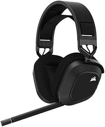 CORSAIR HS80 RGB WIRELESS Multiplatform Gaming Headset - Dolby Atmos - Lightweight Comfort Design - Broadcast Quality Microphone - iCUE Compatible - PC, Mac, PS5, PS4 - Black - amzGamess