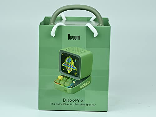 Divoom Ditoo Programmable Pixel Art LED-Bluetooth-Speaker Showing-Clock Emoji DIY Design for Home Wedding Party Decoration with Wireless App Control (Green) - amzGamess