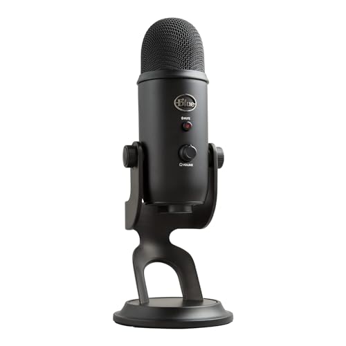 Logitech for Creators Blue Yeti USB Microphone for Gaming, Streaming, Podcasting, Twitch, YouTube, Discord, Recording for PC and Mac, 4 Polar Patterns, Studio Quality Sound, Plug & Play-Blackout - amzGamess