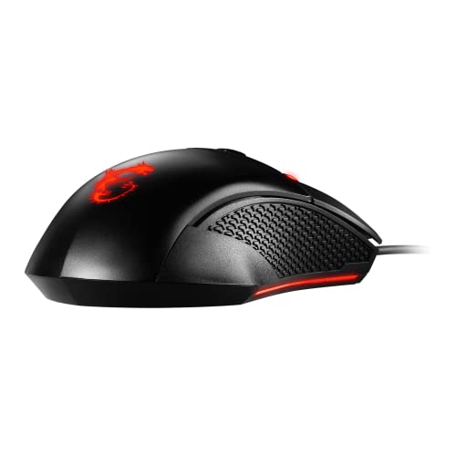 MSI Clutch GM08 Gaming Mouse, 4200 DPI, Optical Sensor, 3 Adjustable Weights, Red LED Lighting, Symmetrical Design, Black - amzGamess