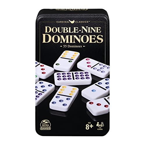 Spin Master Games Double Nine Dominoes Set in Storage Tin, for Families and Kids Ages 8 and up