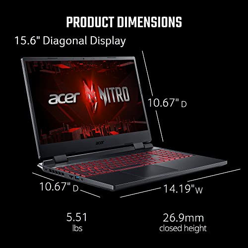 Acer Nitro 5 AN515-58-57Y8 Gaming Laptop | Intel Core i5-12500H | NVIDIA GeForce RTX 3050 Ti Laptop GPU | 15.6" FHD 144Hz IPS Display | 16GB DDR4 | 512GB Gen 4 SSD | Killer Wi-Fi 6 | Backlit Keyboard