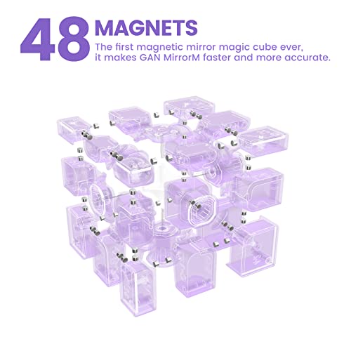 GAN MirrorM Sticker, 3x3x3 Magnetic 48 Magnets Purple Glitter Sparkle Mirror Speed Cube Puzzle Game Magnets Toys for Kids Adult Cuber, Corner Cutting, Solve by Shape - amzGamess