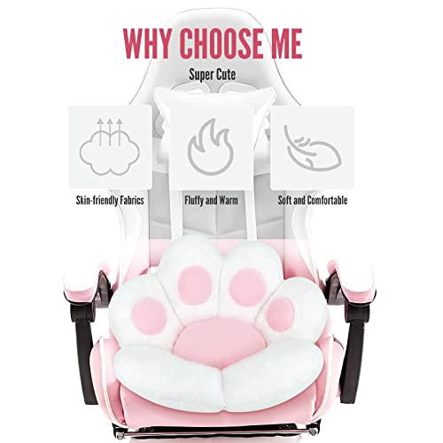 MOONBEEKI Cat Paw Cushion Comfy Kawaii Chair Plush Cushions Shape Lazy Pillow for Gamer Chair 28"x 24" Cozy Floor Cute Seat Kawaii for Girl Worker Gift, Dining Room Bedroom Decorate White - amzGamess