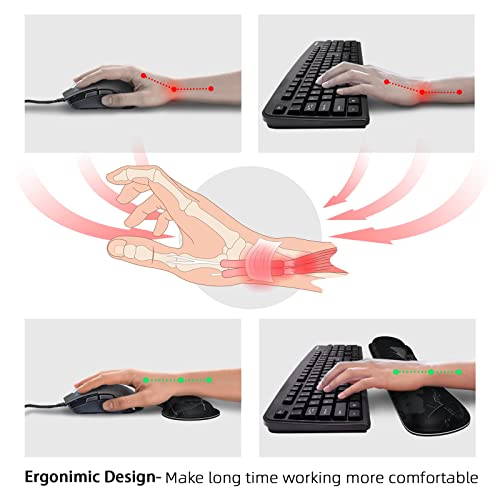 PULAIXIN 5 in 1 Keyboard Mouse Pad Set, Mouse Pad Wrist Support, Extended Gaming Mouse Pad + Keyboard Wrist Rest Support, (34.5×15.7 in) Large Ergonomic Mousepad Desk Mat Combo -Black World Map - amzGamess