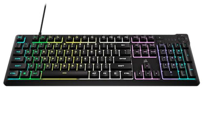 Corsair K55 CORE RGB Membrane Wired Gaming Keyboard – Quiet, Responsive Switches – Spill Resistance – Ten-Zone RGB – Media Keys – iCUE Compatible – QWERTY NA – PC, Mac – Black - amzGamess