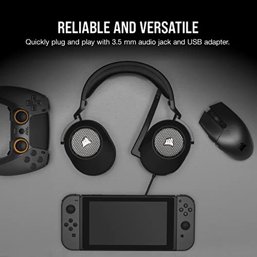 Corsair HS65 SURROUND Gaming Headset (Leatherette Memory Foam Ear Pads, Dolby Audio 7.1 Surround Sound on PC and Mac, SonarWorks SoundID Technology, Multi-Platform Compatibility) Carbon - amzGamess