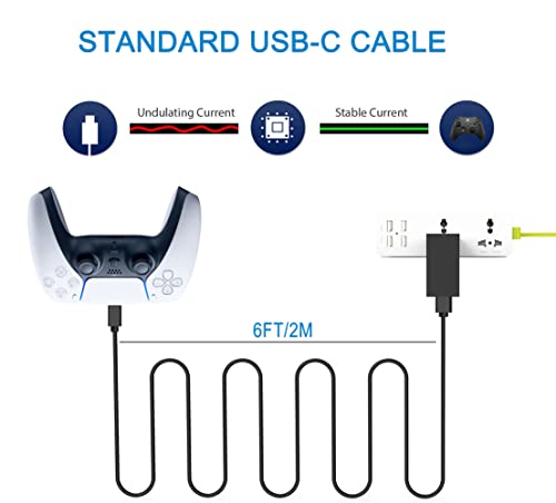 6FT Long PS5 Controller Charger Cable for Xbox Series Controller,PS5 Charging Cord,USB Data Sync Cable for Xbox Series S/X,Playstation 5,PS5 Slim/Pro,Charge and Play Wire - amzGamess