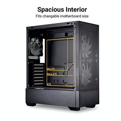 LIAN LI High Airflow ATX PC Case, RGB Gaming Computer Case, Mesh Front Panel Mid-Tower Chassis w/ 3 ARGB PWM Fans Pre-Installed, USB Type-C Port, Tempered Glass Side Panel (LANCOOL 205 MESH C, Black)