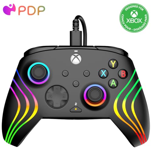 PDP Gaming Afterglow™ Wave Enhanced Wired Controller for Xbox Series X|S, Xbox One and Windows 10/11 PC, advanced gamepad video game controller, Officially Licensed by Microsoft for Xbox, Black - amzGamess