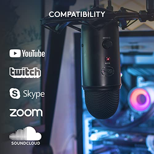 Logitech for Creators Blue Yeti USB Microphone for Gaming, Streaming, Podcasting, Twitch, YouTube, Discord, Recording for PC and Mac, 4 Polar Patterns, Studio Quality Sound, Plug & Play-Blackout - amzGamess