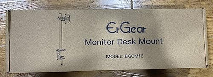 Ergear Monitor Mount for Most 13-32" Computer Screens up to 17.6lbs, Improved LCD LED Monitor Riser, Adjustable Height and Angle, Single Desk Mount Stand, Black, EGCM12