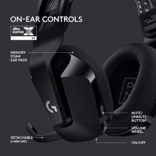 Logitech G733 Lightspeed Wireless Gaming Headset with Suspension Headband, Lightsync RGB, Blue VO!CE mic technology and PRO-G audio drivers - Black - amzGamess