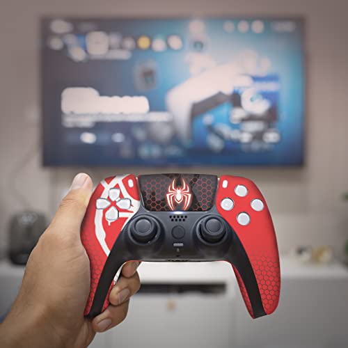 Spider_Man Morales Custom PS-5 Controller Wireless compatible with Play-Station 5 Console by BCB Controllers | Proudly Customized in USA with Permanent HYDRO-DIP Printing (NOT JUST A SKIN) - amzGamess