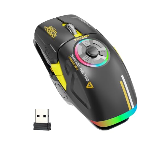 Schkner RGB Wireless Gaming Mouse with 4 Adjustable DPI to 4800, Bluetooth and 2.4G Rechargeable Wireless Mouse with Side Buttons, Ergonomic Gamer Mice for PC, Laptop, Mac, Computer