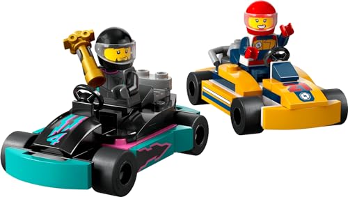 LEGO City Go-Karts and Race Drivers Toy Playset, 2 Driver Minifigures, Racing Vehicle Car Toy, Fun Race Car Toy Gift for Kids Aged 5 and Up, 60400