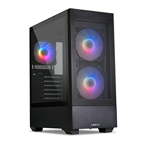 LIAN LI High Airflow ATX PC Case, RGB Gaming Computer Case, Mesh Front Panel Mid-Tower Chassis w/ 3 ARGB PWM Fans Pre-Installed, USB Type-C Port, Tempered Glass Side Panel (LANCOOL 205 MESH C, Black)