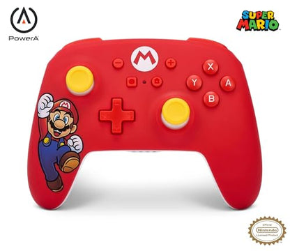 PowerA Wireless Nintendo Switch Controller - Mario Joy, AA Battery Powered (Battery Included), Pro Controller for Switch, Advanced Gaming Buttons, Officially Licensed by Nintendo - amzGamess