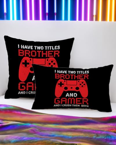 PreLiving Funny Gaming Throw Pillow Cover, Gamer Gifts for Teenage Boys, Gift for Grandson Son, Kids Boys Gaming Room Decor, 18 × 18 Inch - amzGamess