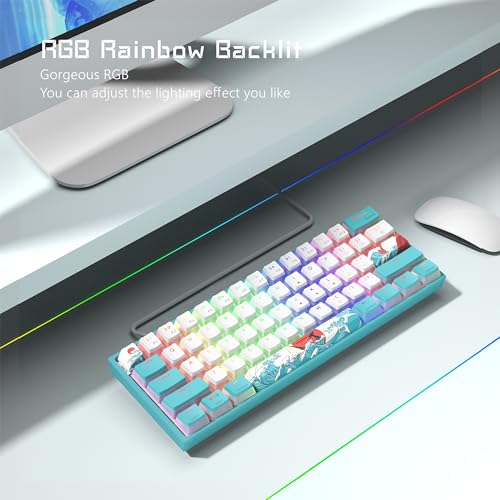 Womier 60% Percent Keyboard, WK61 Mechanical RGB Wired Gaming Keyboard, Hot-Swappable Keyboard with Blue Sea PBT Keycaps for Windows PC Gamers - Linear Red Switch - amzGamess