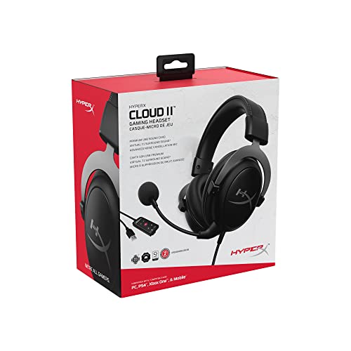 HyperX Cloud II Gaming Headset - 7.1 Surround Sound - Memory Foam Ear Pads - Durable Aluminum Frame - Works with PC, PS4, Xbox - Gun Metal - amzGamess