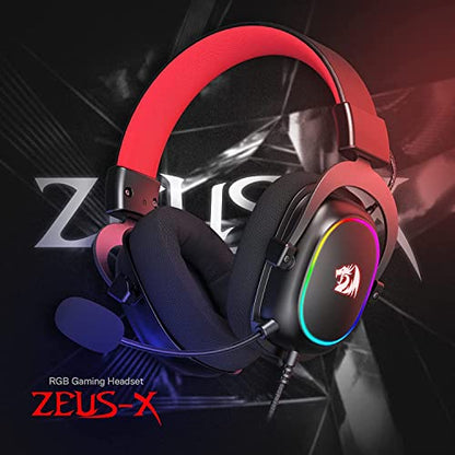 Redragon H510 Zeus-X RGB Wired Gaming Headset - 7.1 Surround Sound - 53MM Audio Drivers in Memory Foam Ear Pads w/Durable Fabric Cover- Multi Platforms Headphone - USB Powered for PC/PS4/NS - amzGamess