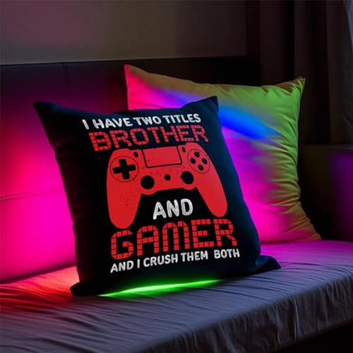 PreLiving Funny Gaming Throw Pillow Cover, Gamer Gifts for Teenage Boys, Gift for Grandson Son, Kids Boys Gaming Room Decor, 18 × 18 Inch - amzGamess