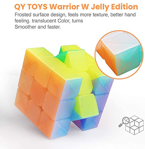 D-FantiX QY Toys Warrior W 3x3 Speed Cube Jelly 3x3x3 Magic Cube Puzzles Transparent Pastel Color - amzGamess