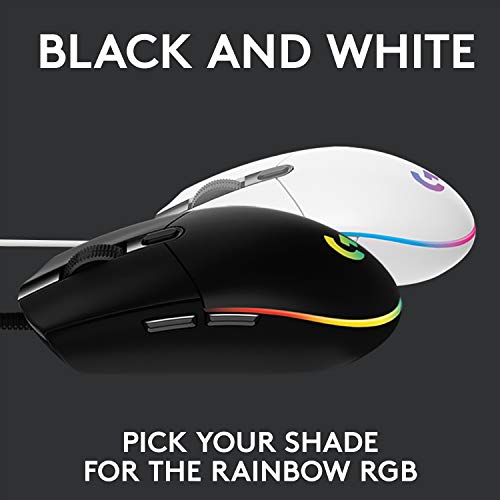 Logitech G203 Wired Gaming Mouse, 8,000 DPI, Rainbow Optical Effect LIGHTSYNC RGB, 6 Programmable Buttons, On-Board Memory, Screen Mapping, PC/Mac Computer and Laptop Compatible - Black - amzGamess