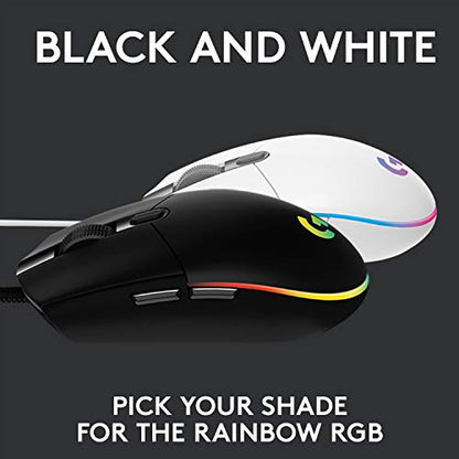 Logitech G203 Wired Gaming Mouse, 8,000 DPI, Rainbow Optical Effect LIGHTSYNC RGB, 6 Programmable Buttons, On-Board Memory, Screen Mapping, PC/Mac Computer and Laptop Compatible - Black - amzGamess