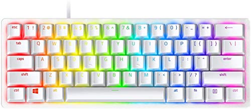 Razer Huntsman Mini 60% Gaming Keyboard: Fast Keyboard Switches - Clicky Optical Switches - Chroma RGB Lighting - PBT Keycaps - Onboard Memory - Mercury White - amzGamess