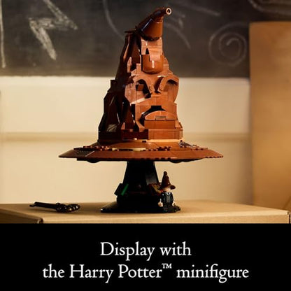 LEGO Harry Potter Talking Sorting Hat, Harry Potter Hogwarts Hat with 31 Randomized Sounds, Movie Themed Build and Display Model for Adults, Fun Harry Potter Gift Idea for a Mom, Dad or Any Fan, 76429
