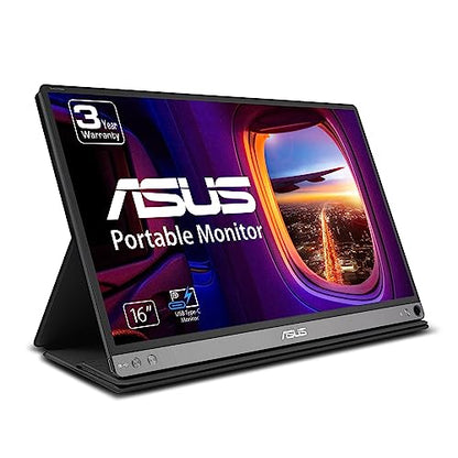 ASUS ZenScreen 15.6” 1080P Portable USB Monitor (MB16AC) - Full HD (1920 x 1080), IPS, USB Type-C, Eye Care, Smart Case, External Screen for Laptop, 3-Year Warranty,Black