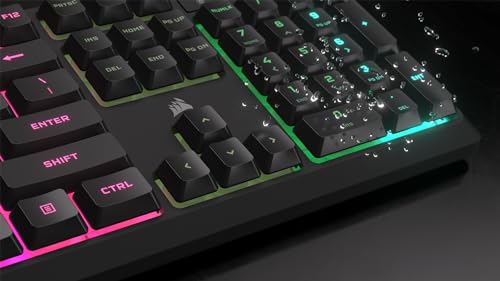 Corsair K55 CORE RGB Membrane Wired Gaming Keyboard – Quiet, Responsive Switches – Spill Resistance – Ten-Zone RGB – Media Keys – iCUE Compatible – QWERTY NA – PC, Mac – Black - amzGamess