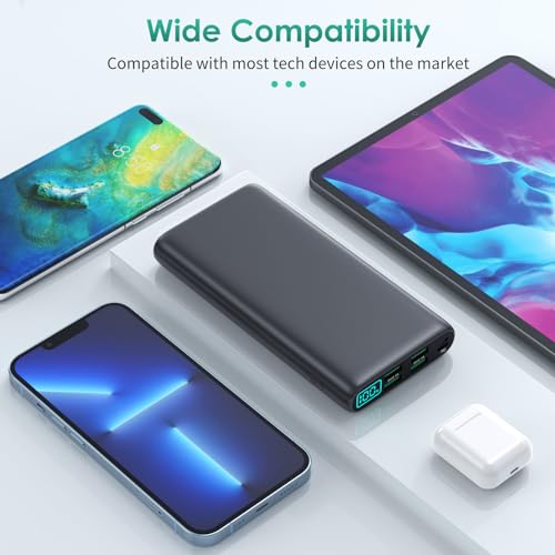 Portable Charger 38800mAh,LCD Display Power Bank,5 USB Outputs Battery Pack Backup, USB-C in&out Dual Input Phone Charging Compatible with iPhone 15/14/13 Pro Max/12,Android Samsung Galaxy Pixel Nexus