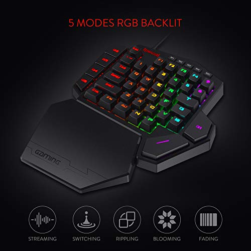 Redragon K585 DITI One-Handed RGB Mechanical Gaming Keyboard, 42 Keys Type-C Professional Gaming Keypad w/Upgraded Hot-Swappable Socket, 7 Onboard Macro Keys & Detachable Wrist Rest - amzGamess