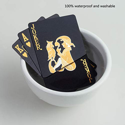 ACELION Waterproof Playing Cards, Plastic Playing Cards, Deck of Cards, Gift Poker Cards (Black Diamond Cards) - amzGamess