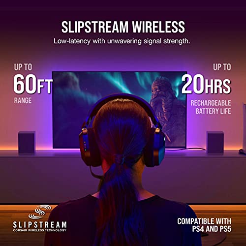 CORSAIR HS80 RGB WIRELESS Multiplatform Gaming Headset - Dolby Atmos - Lightweight Comfort Design - Broadcast Quality Microphone - iCUE Compatible - PC, Mac, PS5, PS4 - Black - amzGamess