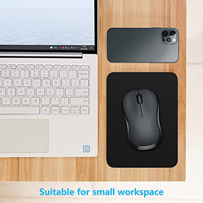 Dapesuom Small Mouse Pad 6 x 8 Inch with Non-Slip Rubber Base, Waterproof Mouse Mat, Mini Mouse Pad for Women Kids Men Wireless Mouse Laptops Keyboard Tray Home Office Travel, Jet Black
