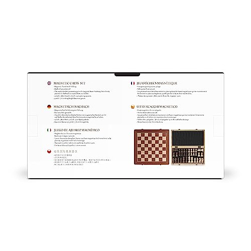 A&A 15" Magnetic Wooden Chess Set/Folding Board / 3" King Height German Knight Staunton Chess Pieces/Mahogany & Maple Inlaid /2 Extra Queen - amzGamess