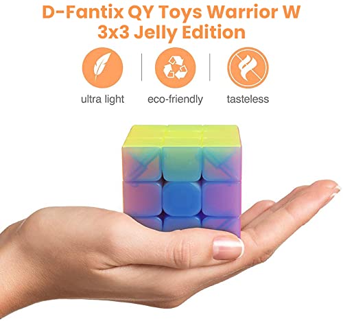 D-FantiX QY Toys Warrior W 3x3 Speed Cube Jelly 3x3x3 Magic Cube Puzzles Transparent Pastel Color - amzGamess