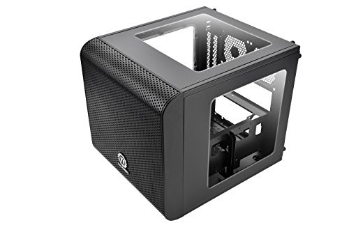 Thermaltake Core V1 SPCC Mini ITX Cube Gaming Computer Case Chassis, Interchangeable Side Panels, Black Edition, CA-1B8-00S1WN-00