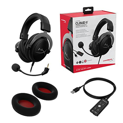 HyperX Cloud II Gaming Headset - 7.1 Surround Sound - Memory Foam Ear Pads - Durable Aluminum Frame - Works with PC, PS4, Xbox - Gun Metal - amzGamess